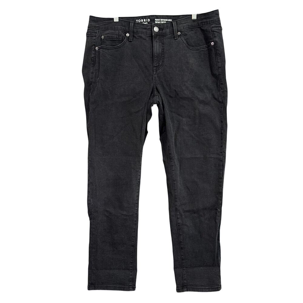 Torrid Womens Jeans Black Vintage Denim Perfect Boyfriend Ankle Stretch 14 Tall